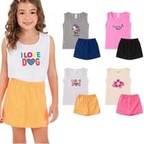 Kit 6 Peças de Roupa Infantil Menina Feminino 3 Conjuntos de Verão Infantil Tam 1 ao 10 anos - Duduka