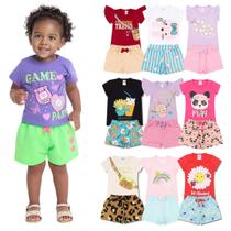Kit 6 Peças de Roupas Infantil Menina 3 Camisetas 3 Bermudas Kit com 3 Conjuntos de Roupa Infantil Menina Verão Feminino infantil Kit 6 Peças de Roupas Infantil Menina 3 Camisetas 3 Bermudas Kit com 3 Conjuntos de Roupa Infantil Menina Verão Feminino infantil