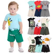 Kit 6 Peças de Roupas para bebê Menino 3 Camisetas 3 Bermudas Kit com 3 Conjuntos Infantil Verão para Menino Bebê dias quentes Kit 6 Peças de Roupas para bebê Menino 3 Camisetas 3 Bermudas Kit com 3 Conjuntos Infantil Verão para Menino Bebê dias quentes
