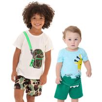 Kit 6 Peças de Roupas para bebê Menino 3 Camisetas 3 Bermudas Kit com 3 Conjuntos Infantil Verão para Menino Bebê dias quentes Kit 6 Peças de Roupas para bebê Menino 3 Camisetas 3 Bermudas Kit com 3 Conjuntos Infantil Verão para Menino Bebê dias quentes