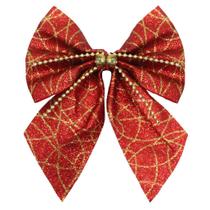 Kit 6 Peças Enfeite Árvore Natal Laço Lacinho Vermelho Brilhante 15,5cm