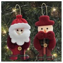 Kit 6 Peças Enfeite Árvore Natal Pendente Papai Noel Boneco De Neve 14cm