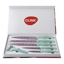 Kit 6 peças facas em aço inox plastico churrasco cozinha - CLINK