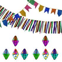 Kit 6 Peças Festa Junina Arraiá Bandeirinhas Fitas Bocão