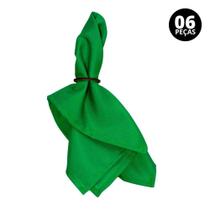 Kit 6 Peças Guardanapo de Tecido Liso Verde Bandeira com Bainha para Mesa Posta - Mais que Decor