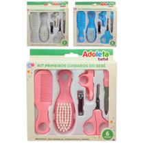 Kit 6 Peças Higiene do Bebê Escova + Pente + Tesourinha lixa Infantil Adoleta