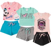 Kit 6 Peças Infantil Menina Roupa De Calor Conjunto Verão Kit 6 Peças Infantil Menina Roupa De Calor Conjunto Verão