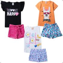 Kit 6 Peças Infantis C/ Manga Curta Menina Kit 6 Peças Infantis C/ Manga Curta Menina