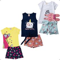 Kit 6 Peças Infantis C/ Manga Curta Menina Kit 6 Peças Infantis C/ Manga Curta Menina