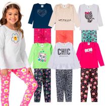 Kit 6 Peças Inverno 3 Blusas + 3 Legging Menina Conjunto Infantis Modelo 2025