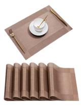 Kit 6 Peças Jogo Americano Mesa Jantar Pvc Limpa Fácil - Marrom