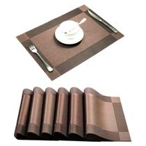 Kit 6 Peças Jogo Americano Mesa Jantar Pvc - Marrom Kit 6 Peças Jogo Americano Mesa Jantar Pvc - Marrom