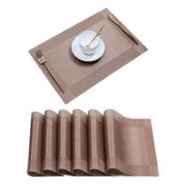 Kit 6 Peças Jogo Americano Mesa Jantar Pvc - Marrom Claro