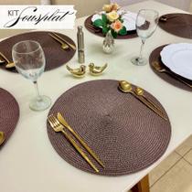 Kit 6 Peças Jogo Americano Redondo Sousplat Cozinha Jantar Descanso de Prato Sousplat Cozinha