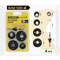 Kit 6 Peças Jogo Serra Copo 1.1/4' A 2.1/8' Para Madeira Gesso Pvc Plástico BOM-5201 Kit 6 Peças Jogo Serra Copo 1.1/4' A 2.1/8' Para Madeira Gesso Pvc Plástico BOM-5201