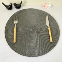Kit 6 Peças Lugar Jogo Americano Redondo Sousplat Mesa Posta Decorativo Descanso Prato Cinza Escuro