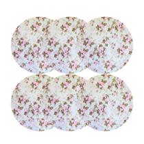Kit 6 peças Mesa Posta Capa Americano Redondo Floral