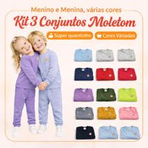Kit 6 Peças Moletom Inverno Casaco e Calça Menino Menina Várias Cores Infantil Conjunto 1 a 14 anos Kit 6 Peças Moletom Inverno Casaco e Calça Menino Menina Várias Cores Infantil Conjunto 1 a 14 anos