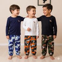 kit 6 peças moletom masculino infantil menino 3 calças e 3 casacos de inverno tamanhos 1 2 3 4 6 8