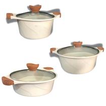 Kit 6 Peças Panelas Alumínio Antiaderente Indução 3 Tampas 3 Panelas Fogão