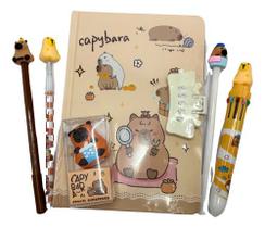 Kit 6 Peças Papelaria Fofa Kawaii Capivara Presente Criativo Kit 6 Peças Papelaria Fofa Kawaii Capivara Presente Criativo