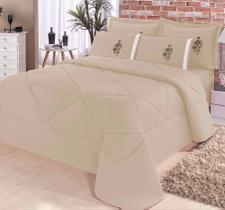 Kit 6 Peças Para Cama Queen Conforto Edredom + Jogo De Lençol Avelã