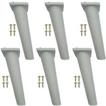 Kit 6 Peças - Pé Paris Branco Palito Retrô Para Móveis De 16cm Kit 6 Peças - Pé Paris Branco Palito Retrô Para Móveis De 16cm