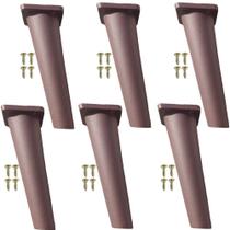 Kit 6 Peças - Pé Paris Mogno Palito Retrô Para Móveis De 16cm