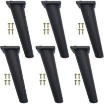 Kit 6 Peças - Pé Paris Preto Palito Retrô Para Móveis De 16cm Kit 6 Peças - Pé Paris Preto Palito Retrô Para Móveis De 16cm