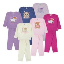 Kit 6 Peças Pijama Infantil Juvenil Menina Brilha no Escuro