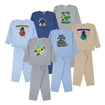 Kit 6 Peças Pijama Infantil Juvenil Menino Brilha no Escuro Kit 6 Peças Pijama Infantil Juvenil Menino Brilha no Escuro