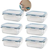Kit 6 Peças Pote De Vidro Hermetico Retangular 1520 Ml