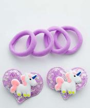 Kit 6 Peças Presilhas E Elástico De Cabelo Infantil Ma-89407