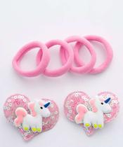 Kit 6 Peças Presilhas E Elásticos De Cabelo Infantil M-04212 Kit 6 Peças Presilhas E Elásticos De Cabelo Infantil M-04212