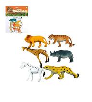 Kit 6 peças reino animal grandes -6 animais selvagens de borracha sortidos