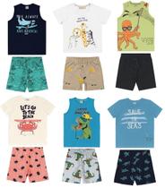 Kit 6 Peças Roupa Infantil Masculina 3 Camisas + 3 Bermuda Kit 6 Peças Roupa Infantil Masculina 3 Camisas + 3 Bermuda
