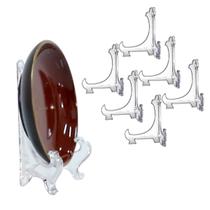 Kit 6 Peças Suporte P/ Pratos Acrílico Transparente 17,5cm Kit 6 Peças Suporte P/ Pratos Acrílico Transparente 17,5cm