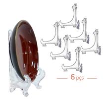 Kit 6 Peças Suporte P/ Pratos Acrílico Transparente 17,5cm
