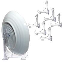 Kit 6 Peças Suporte P/ Pratos Acrílico Transparente 20cm Kit 6 Peças Suporte P/ Pratos Acrílico Transparente 20cm