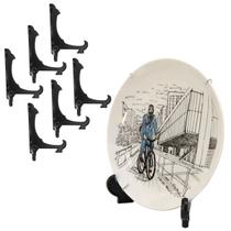 Kit 6 Peças Suporte Para Pratos e Azulejos Preto 15cm