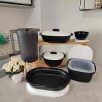 Kit 6 Peças Tupperware Preparar e Servir Preto e Branco Kit 6 Peças Tupperware Preparar e Servir Preto e Branco