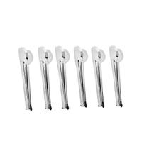 Kit 6 Pegadores Pinça Cabo Longo Ideal para Servir Salada Petiscos Salgados Restaurantes Bares