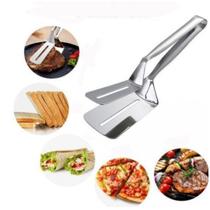 Kit 6 Pegadores Pinça P/ Alimentos Pizza Espátula Aço Inox