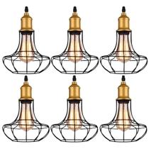 Kit 6 Pendente De Aço Taschibra 40w Vintage 185 Preto Lustre