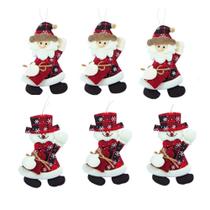 Kit 6 Pendente Enfeite De Arvore Nata Papai Noel 17cm