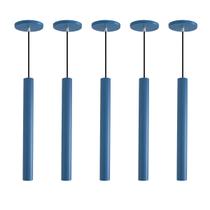 Kit 6 Pendente Luminária Tubo Azul 30 Cm