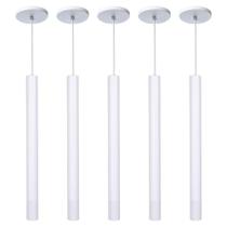 Kit 6 Pendente Luminária Tubo Branco 40 Cm