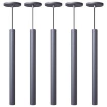 Kit 6 Pendente Luminária Tubo Cinza 50 Cm Kit 6 Pendente Luminária Tubo Cinza 50 Cm