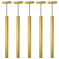 Kit 6 Pendente Luminária Tubo Dourado Fosco 50 Cm