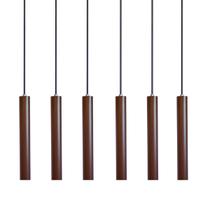 Kit 6 Pendente Luminária Tubo Marrom 30 Cm